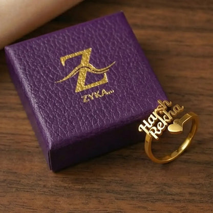 Heart Couple Name Ring